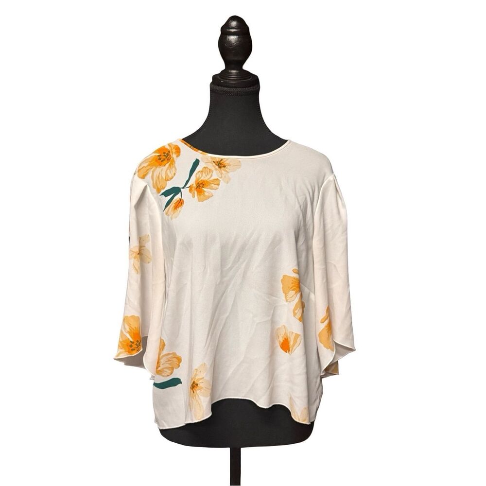 Blouse – Size Large Wilfred Floral Ivory Flutter Sleeve Top